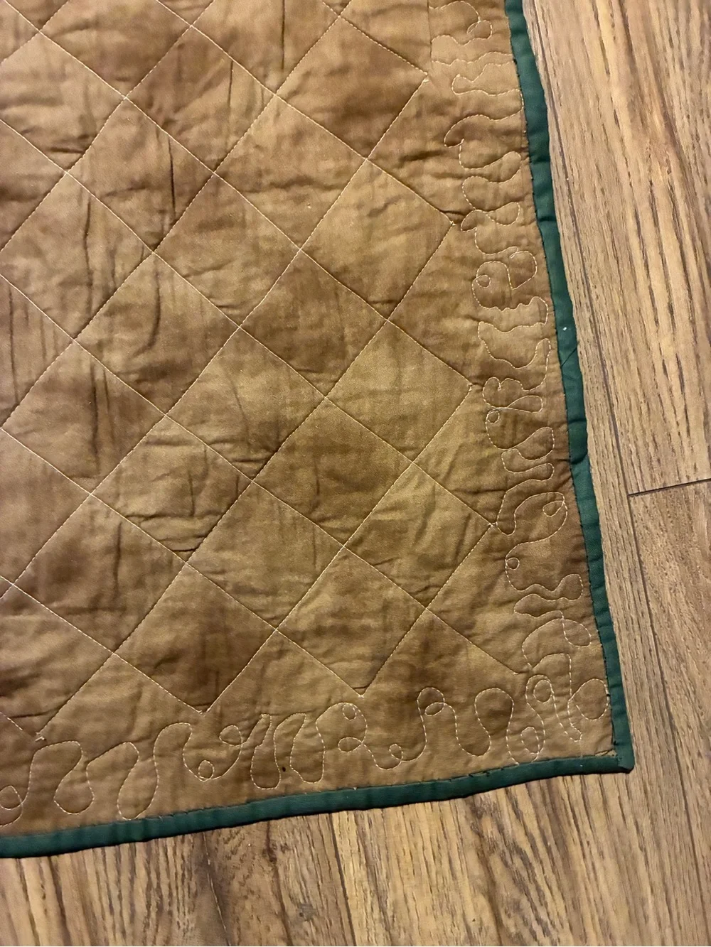 Handmade Western Patchwork Quilt in Brown, Cream & Teal 61” x42”